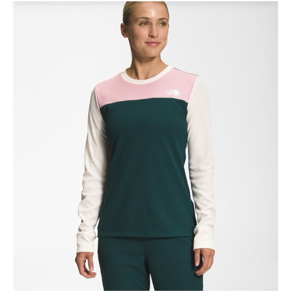 The North Face Waffle Base Layer Set Women’s M Pink Green NWT Thermal